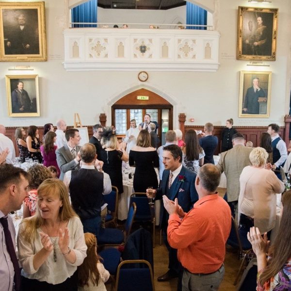 Gathering of people in grand main hall